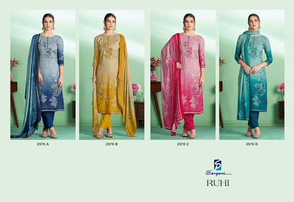Ruhi 2570 Sargam Prints Woolen Pashmina Suits Manufacturer