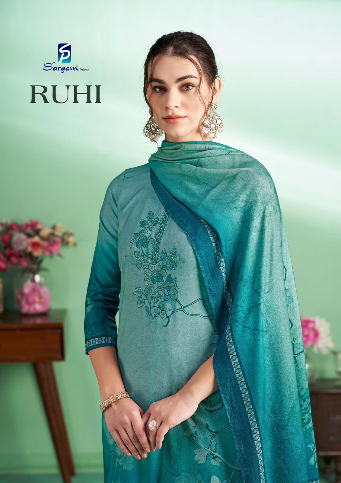 Ruhi 2570 Sargam Prints Woolen Pashmina Suits Manufacturer