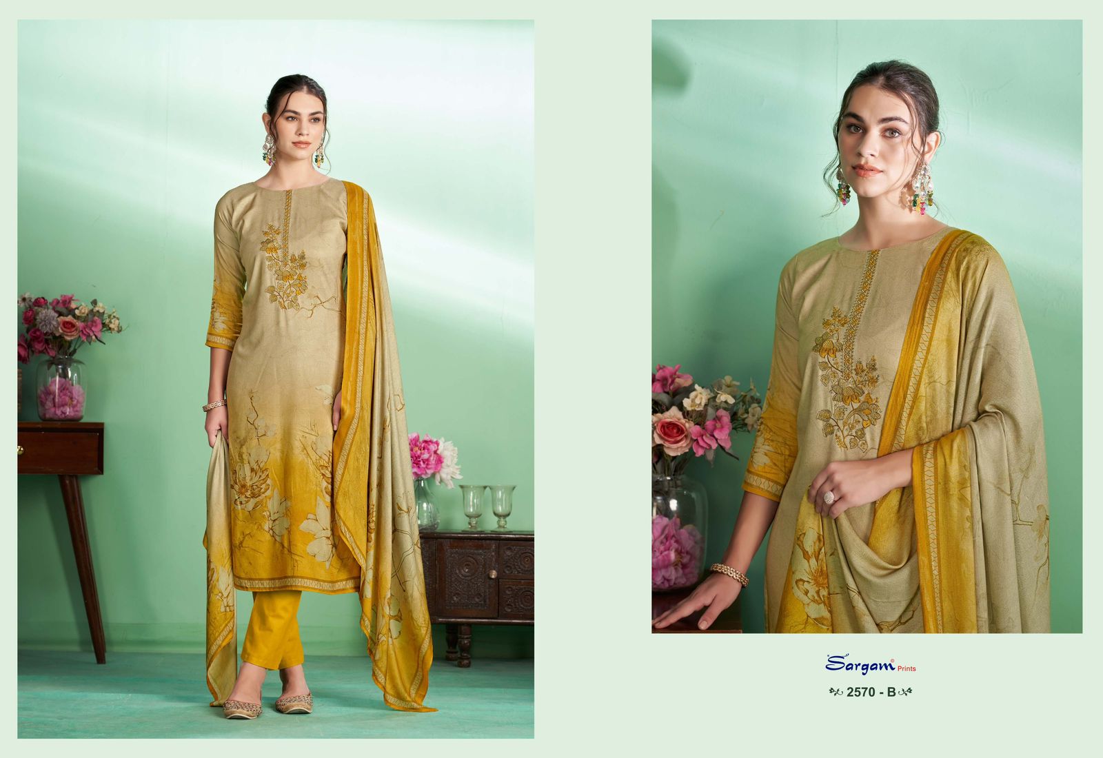 Ruhi 2570 Sargam Prints Woolen Pashmina Suits Manufacturer