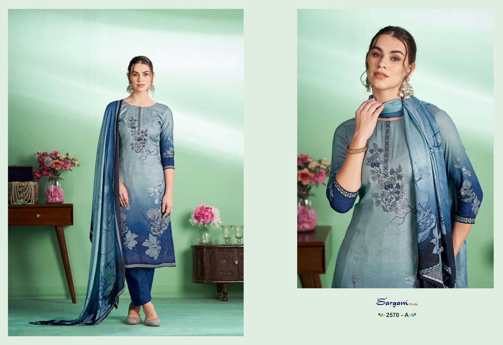 Ruhi 2570 Sargam Prints Woolen Pashmina Suits Manufacturer