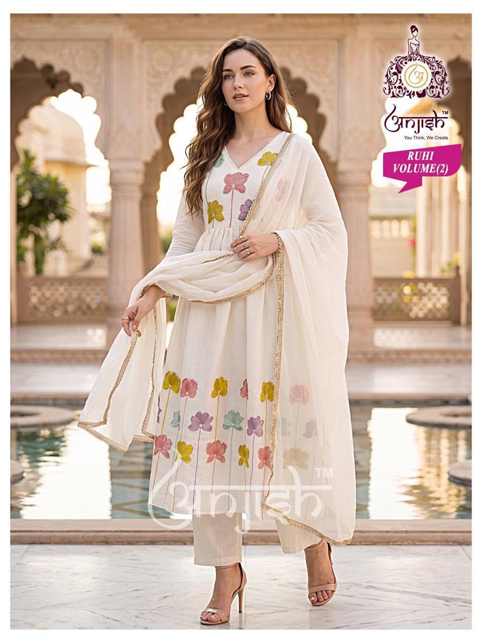 Ruhi Vol 2 Anjish Chanderi Readymade Anarkali Suits Supplier India
