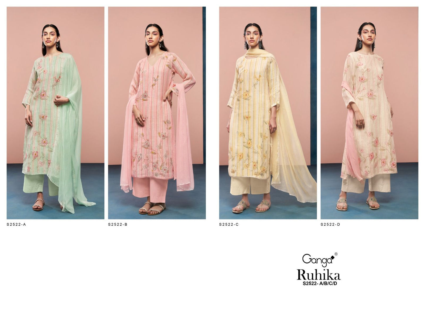 Ruhika 2522 Ganga Linen Plazzo Style Suits Exporter