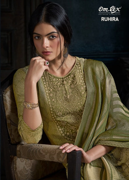 Ruhira Omtex Silk Jacquard Pant Style Suits Supplier Ahmedabad