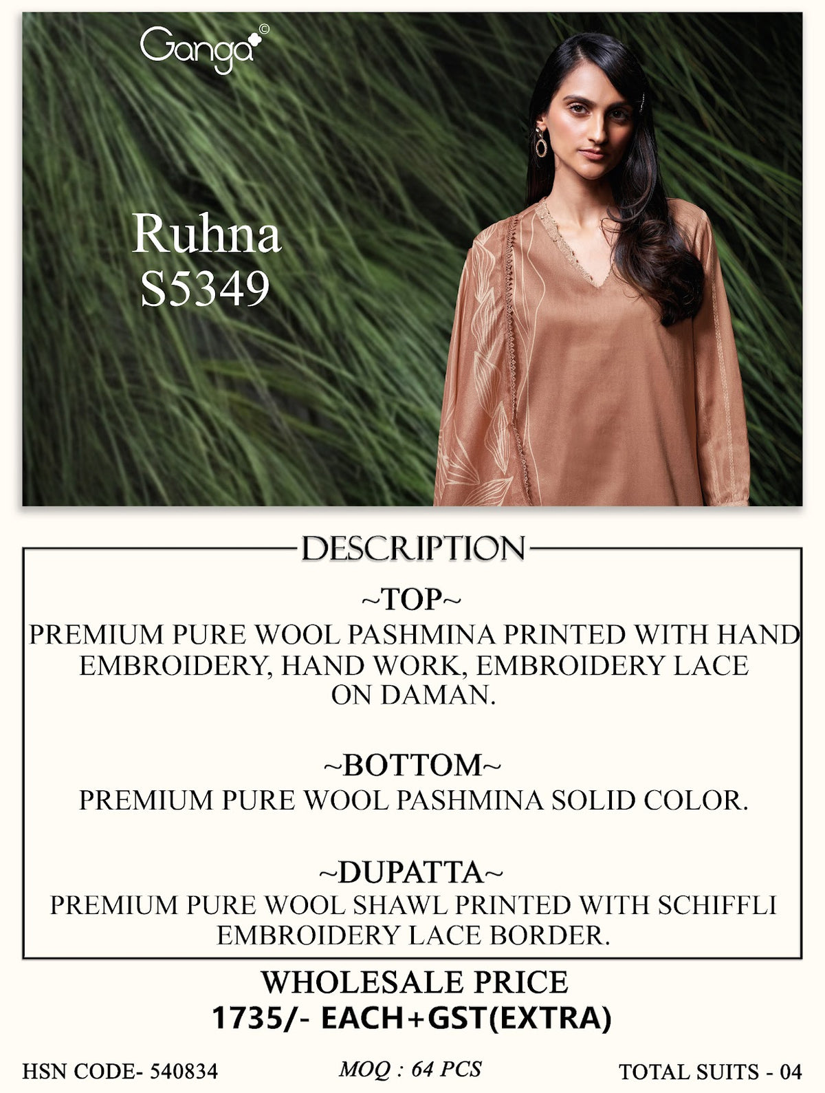 Ruhna S5349 Ganga Wool Pashmina Suits Manufacturer Gujarat
