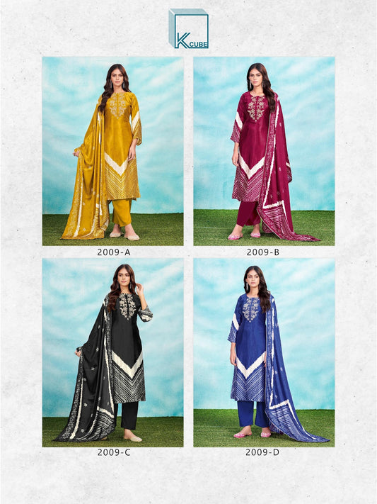 Rukmani 2009 K Cube Gaji Silk Pant Style Suits Exporter Ahmedabad