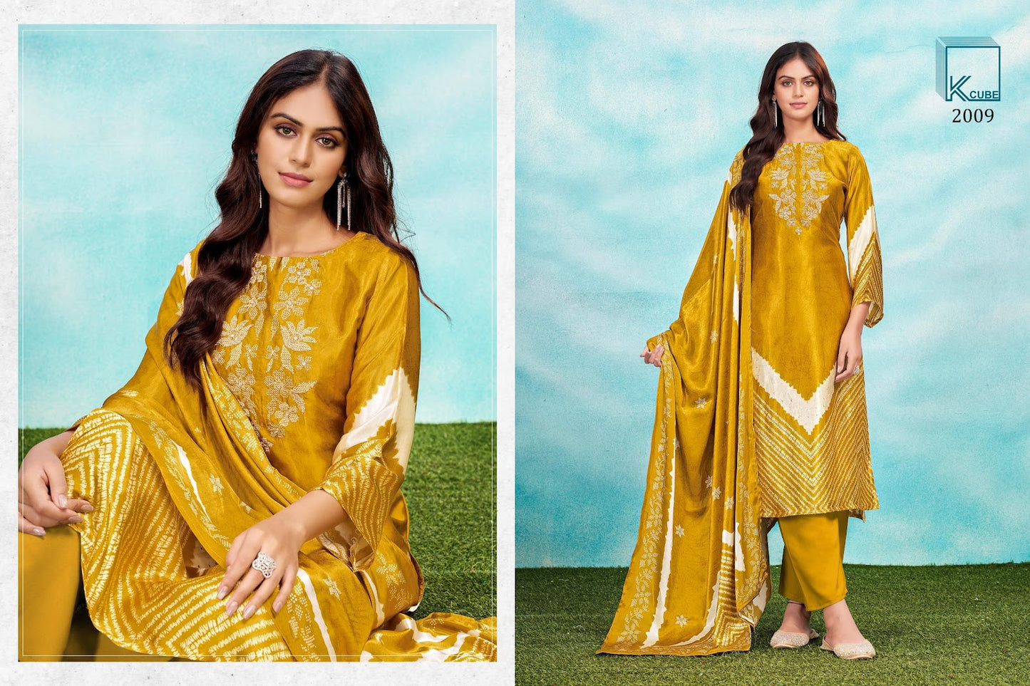 Rukmani 2009 K Cube Gaji Silk Pant Style Suits Exporter Ahmedabad