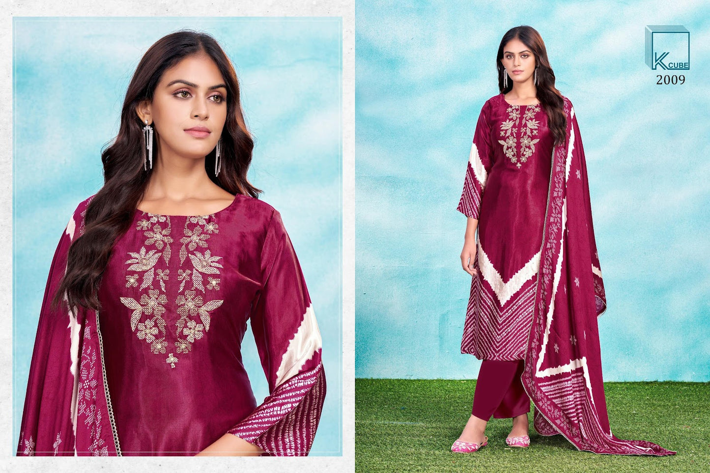 Rukmani 2009 K Cube Gaji Silk Pant Style Suits Exporter Ahmedabad