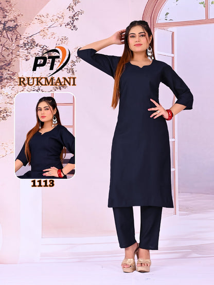 Rukmani 2 Pt Vertican Kurti Pant Set Supplier