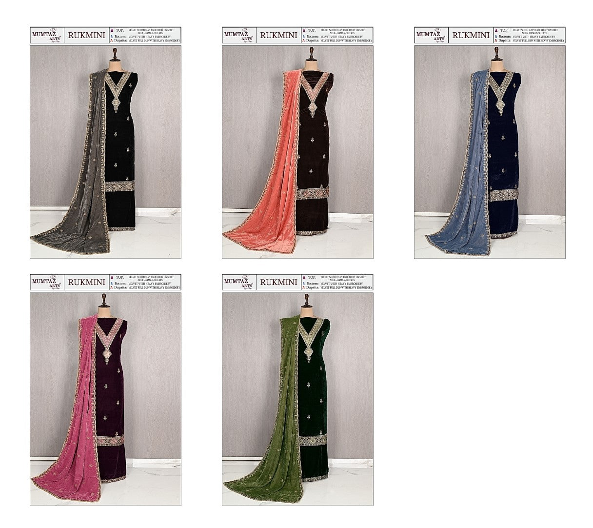 Rukmini Mumtaz Arts Velvet Suits Wholesale Price