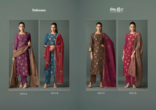 Ruksana 6371 Omtex Muslin Jacquard Pant Style Suits Wholesale Rate
