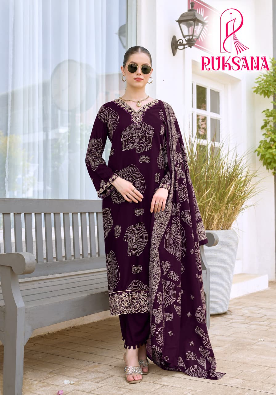 Ruksana Aanya Designer Viscose Reyon Karachi Salwar Suits Manufacturer India