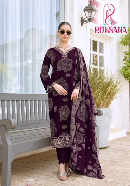 Ruksana Aanya Designer Viscose Reyon Karachi Salwar Suits Manufacturer India
