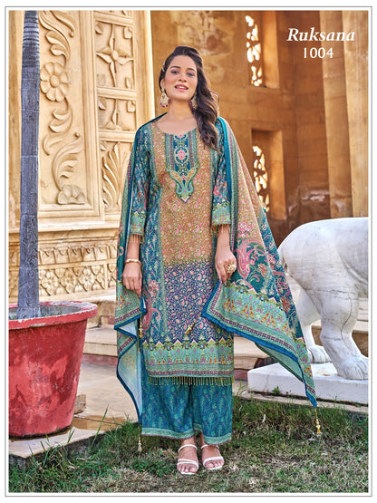 Ruksana Banwery Jam Satin Pakistani Readymade Suits Supplier Ahmedabad