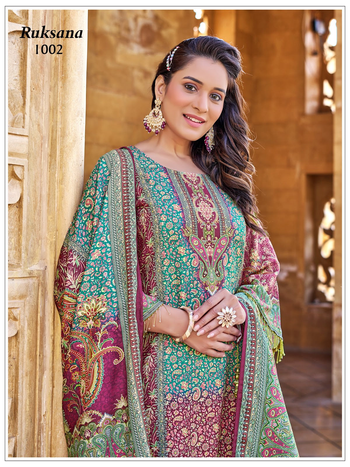 Ruksana Banwery Jam Satin Pakistani Readymade Suits Supplier Ahmedabad