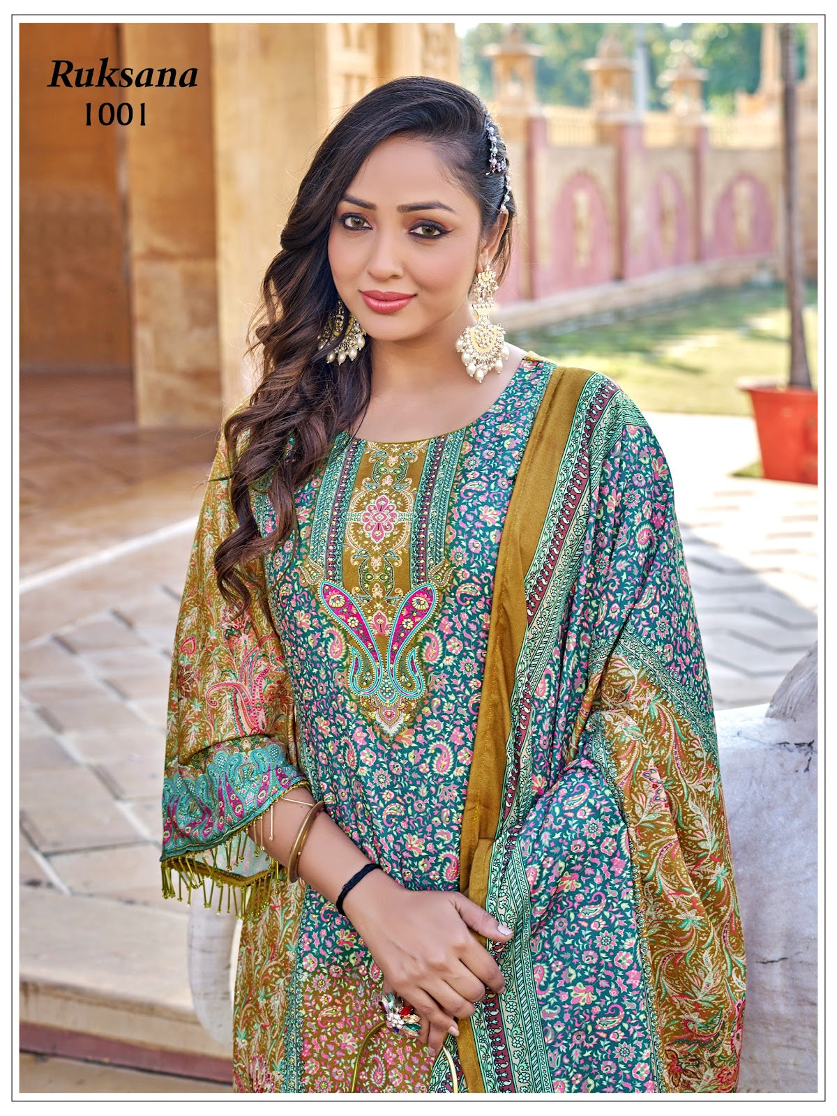 Ruksana Banwery Jam Satin Pakistani Readymade Suits Supplier Ahmedabad