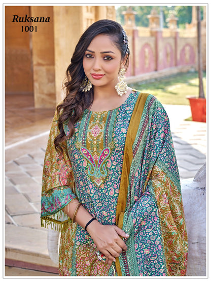 Ruksana Banwery Jam Satin Pakistani Readymade Suits Supplier Ahmedabad