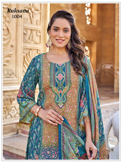 Ruksana Banwery Jam Satin Pakistani Readymade Suits Supplier Ahmedabad