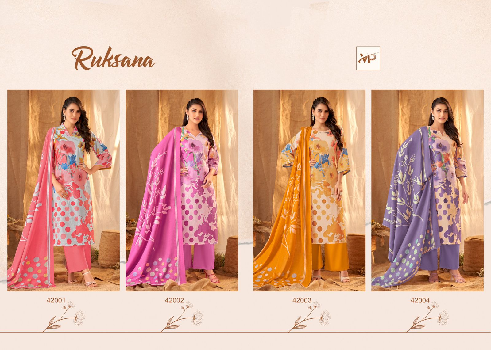 Ruksana Vp Lawn Cotton Pant Style Suits Wholesale Price