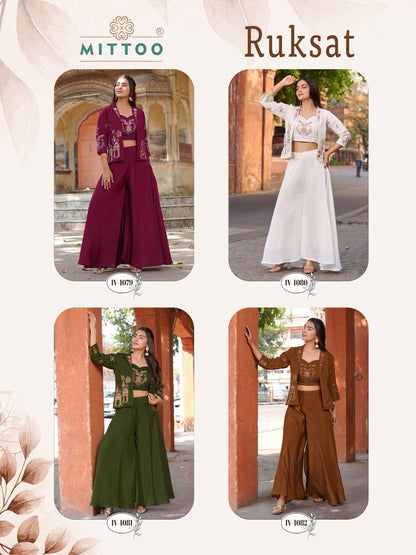 Ruksat Mittoo Mul Chanderi Indo Western Pair Wholesale Rate