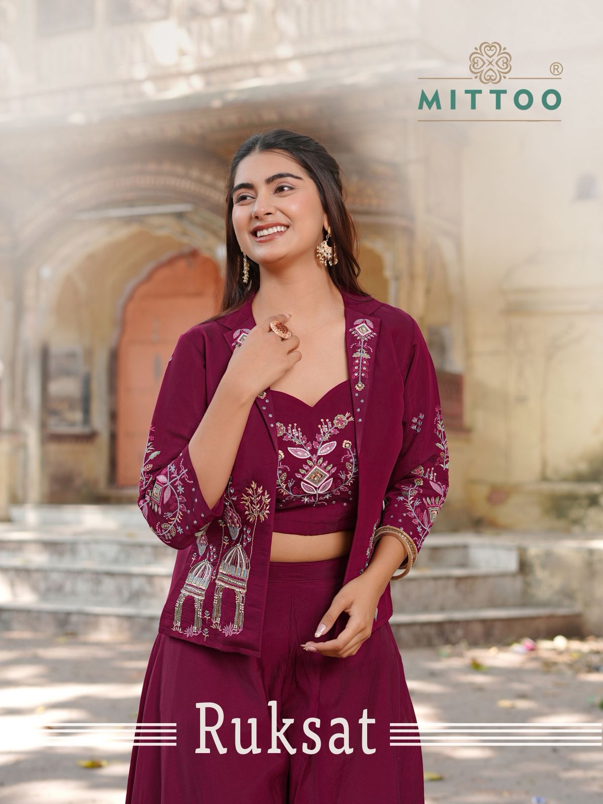 Ruksat Mittoo Mul Chanderi Indo Western Pair Wholesale Rate
