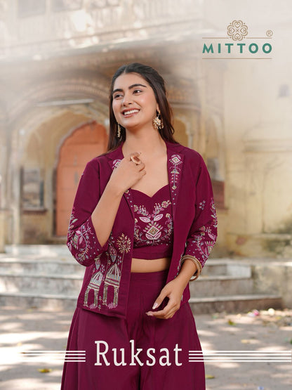 Ruksat Mittoo Mul Chanderi Indo Western Pair Wholesale Rate