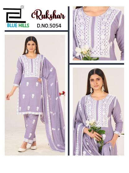 Rukshar Blue Hills Rayon 14Kg Readymade Pant Style Suits Wholesale Price