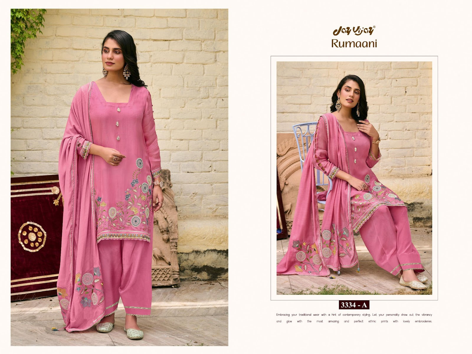 Rumaani 3334 Jay Vijay Organza Pant Style Suits Wholesaler Ahmedabad