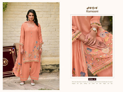 Rumaani 3334 Jay Vijay Organza Pant Style Suits Wholesaler Ahmedabad