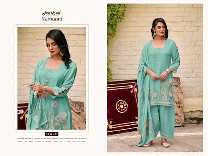 Rumaani 3334 Jay Vijay Organza Pant Style Suits Wholesaler Ahmedabad