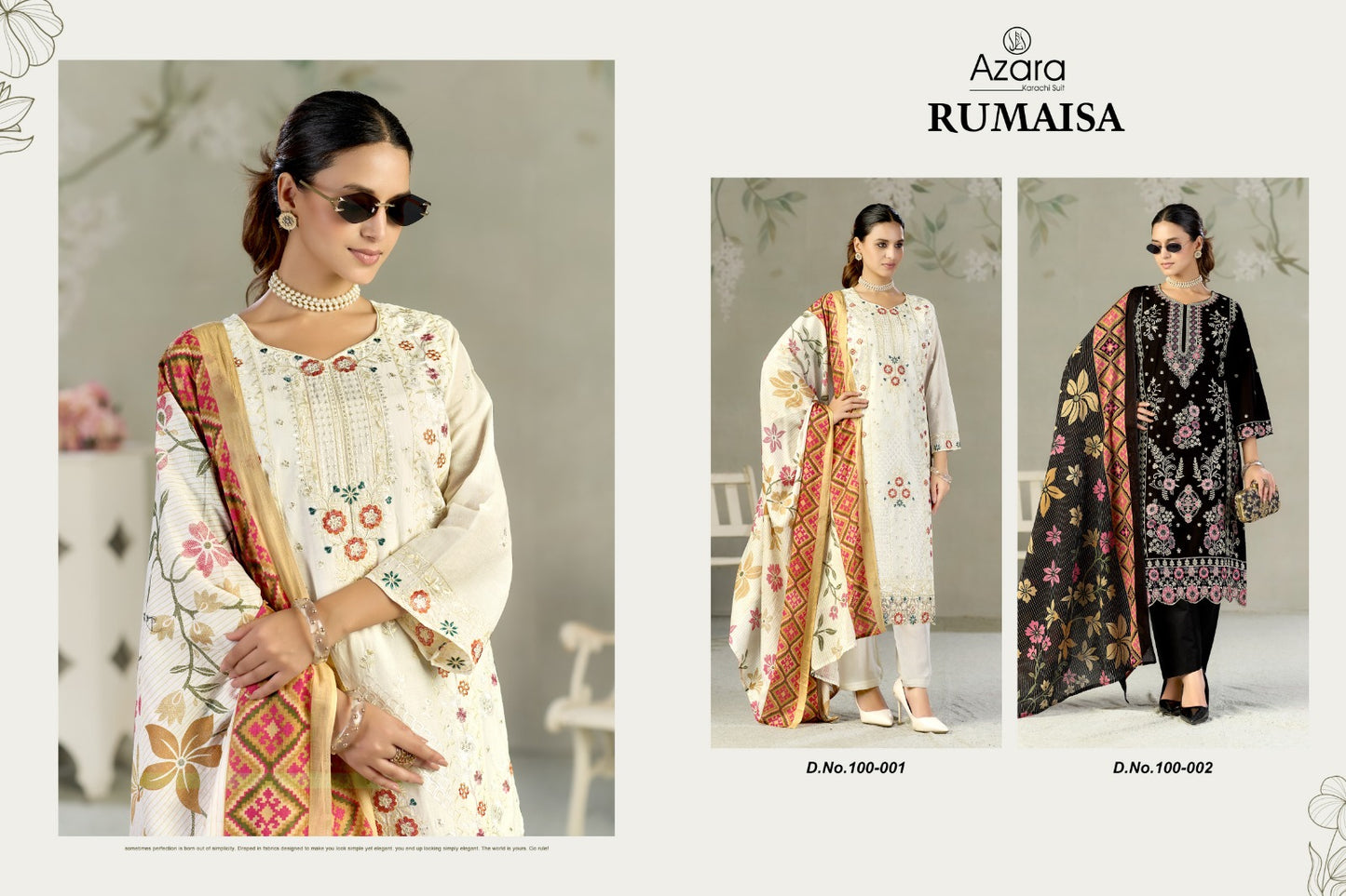 Rumaisa Radhika Fashion Azara Lawn Cotton Karachi Salwar Suits Exporter Ahmedabad