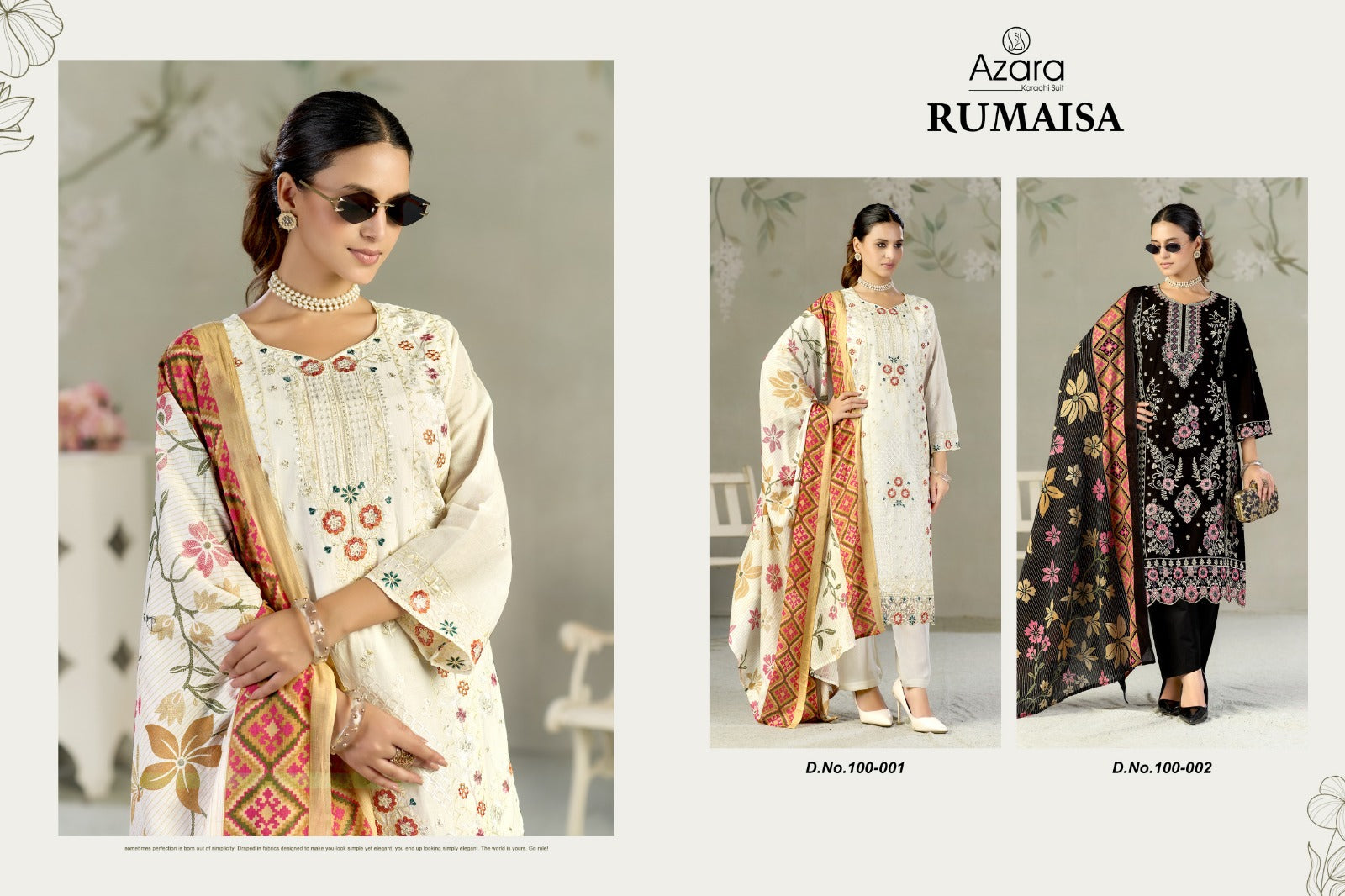 Rumaisa Radhika Fashion Azara Lawn Cotton Karachi Salwar Suits Exporter Ahmedabad