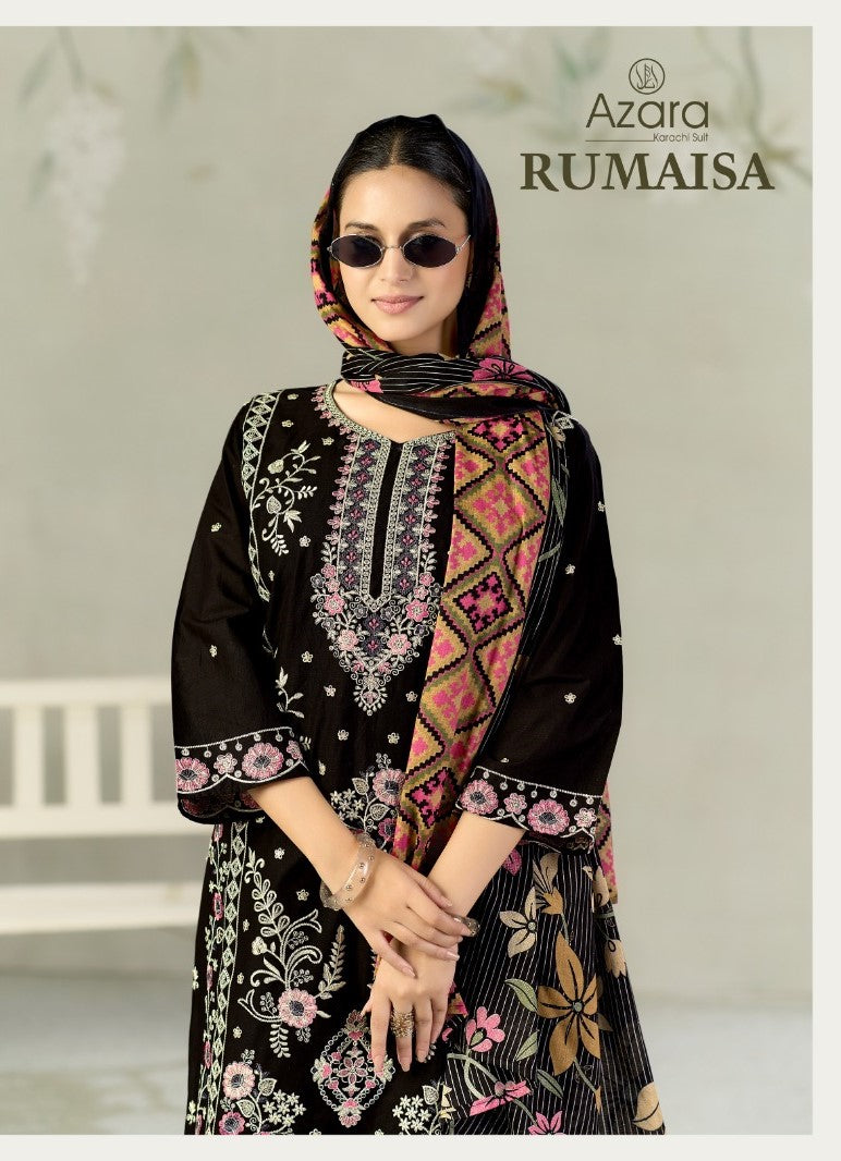 Rumaisa Radhika Fashion Azara Lawn Cotton Karachi Salwar Suits Exporter Ahmedabad