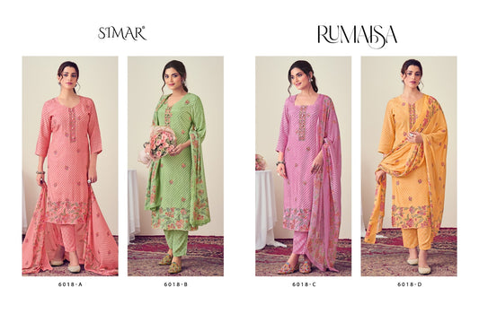 Rumaisa Simar Viscose Muslin Pant Style Suits Wholesaler Ahmedabad