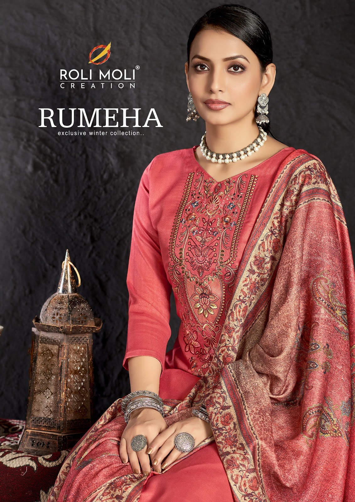 Rumeha Roli Moli Pashmina Suits Supplier Ahmedabad