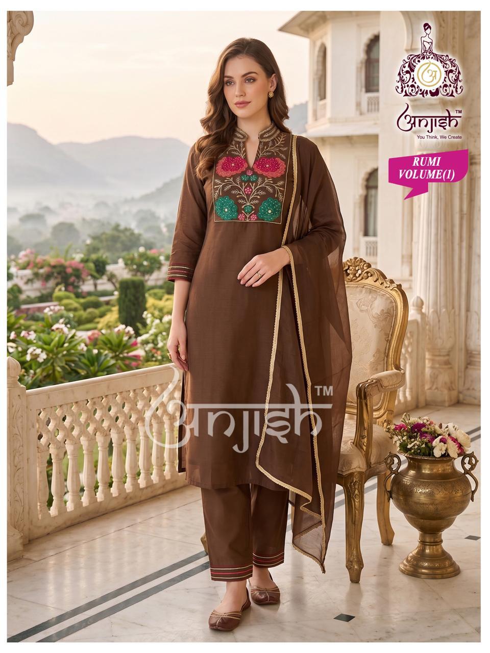 Rumi Anjish Chanderi Readymade Pant Style Suits Wholesaler India