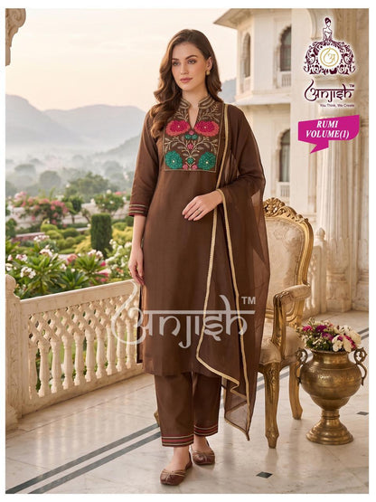 Rumi Anjish Chanderi Readymade Pant Style Suits Wholesaler India