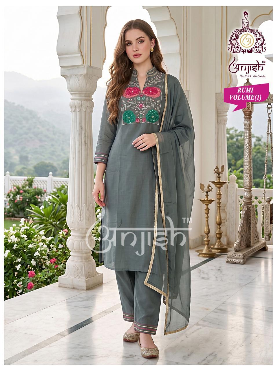Rumi Anjish Chanderi Readymade Pant Style Suits Wholesaler India