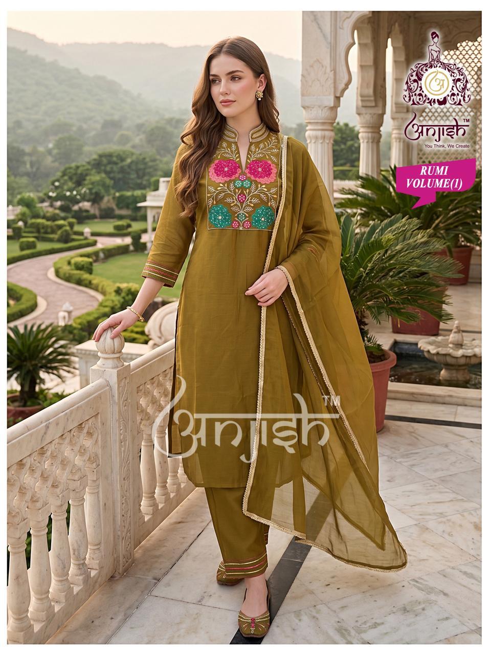 Rumi Anjish Chanderi Readymade Pant Style Suits Wholesaler India