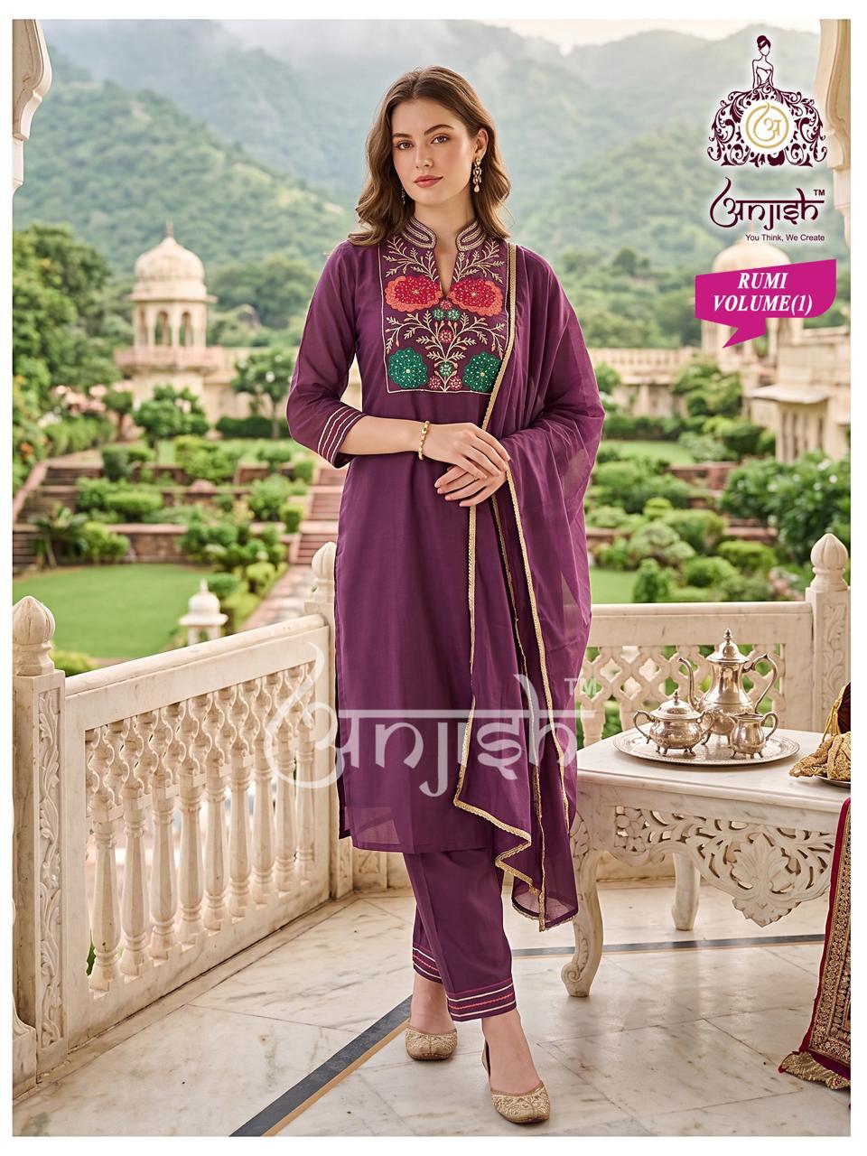 Rumi Anjish Chanderi Readymade Pant Style Suits Wholesaler India