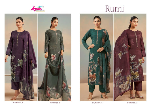 Rumi Avon Trendz Viscose Muslin Pant Style Suits Wholesaler India