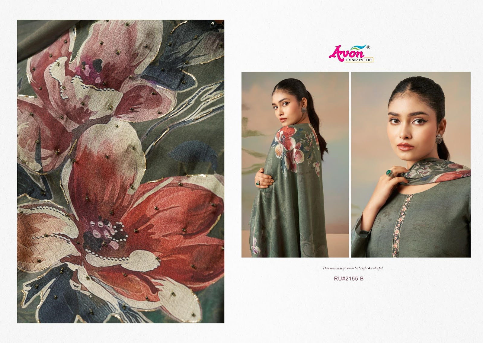 Rumi Avon Trendz Viscose Muslin Pant Style Suits Wholesaler India