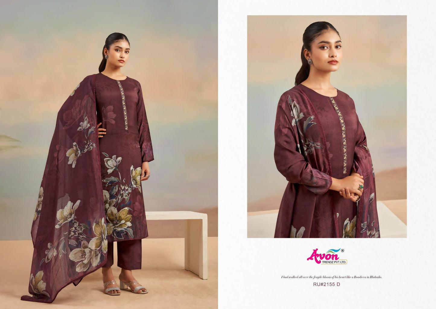 Rumi Avon Trendz Viscose Muslin Pant Style Suits Wholesaler India