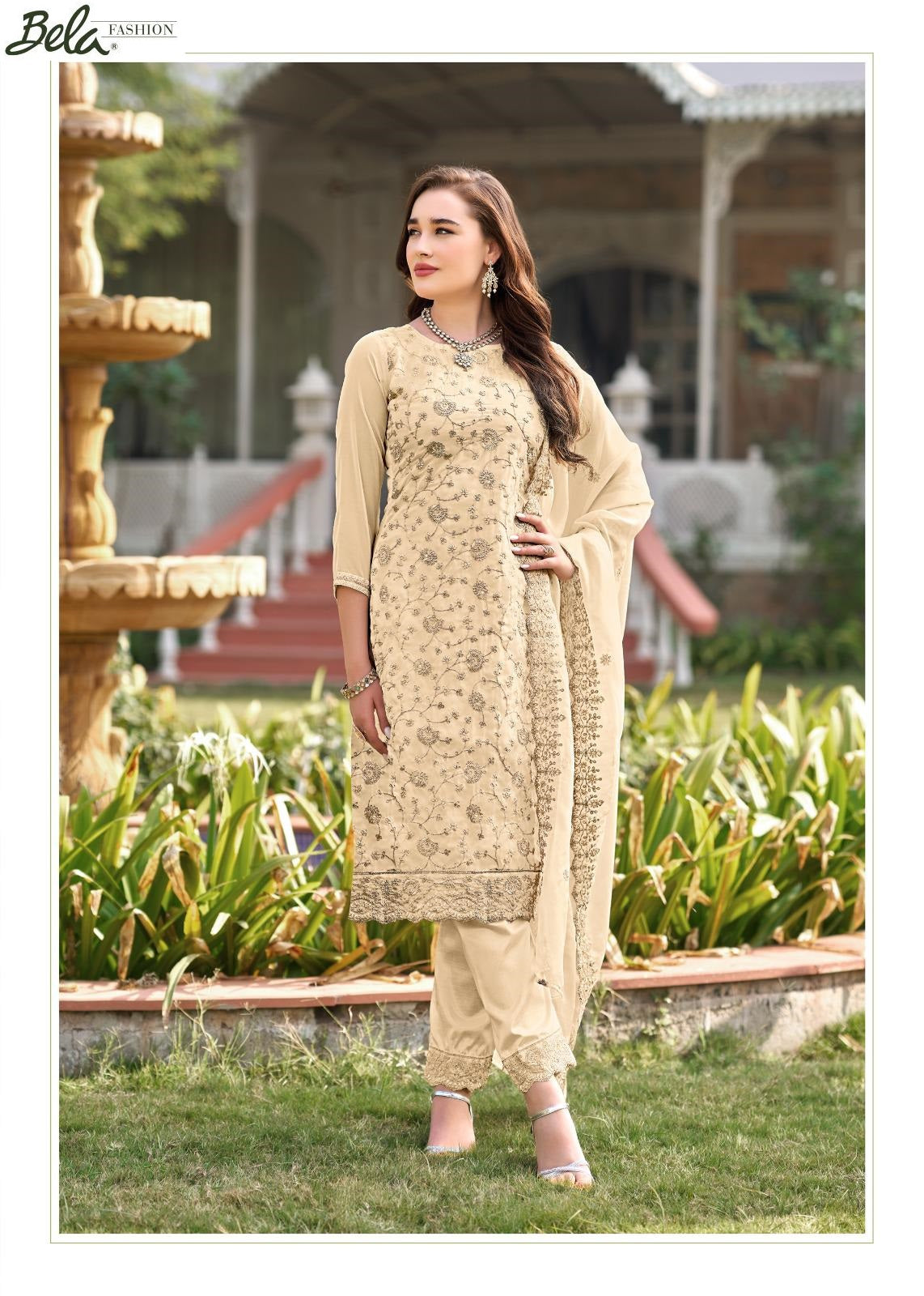 Rumi Bela Fashion Organza Pant Style Suits Exporter Gujarat