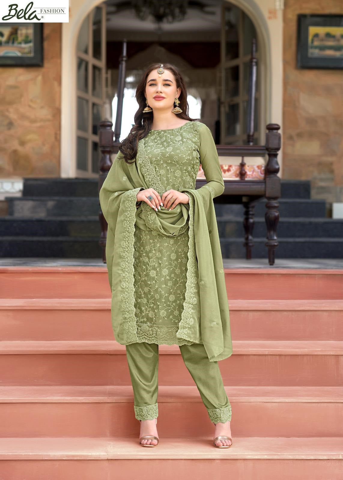Rumi Bela Fashion Organza Pant Style Suits Exporter Gujarat