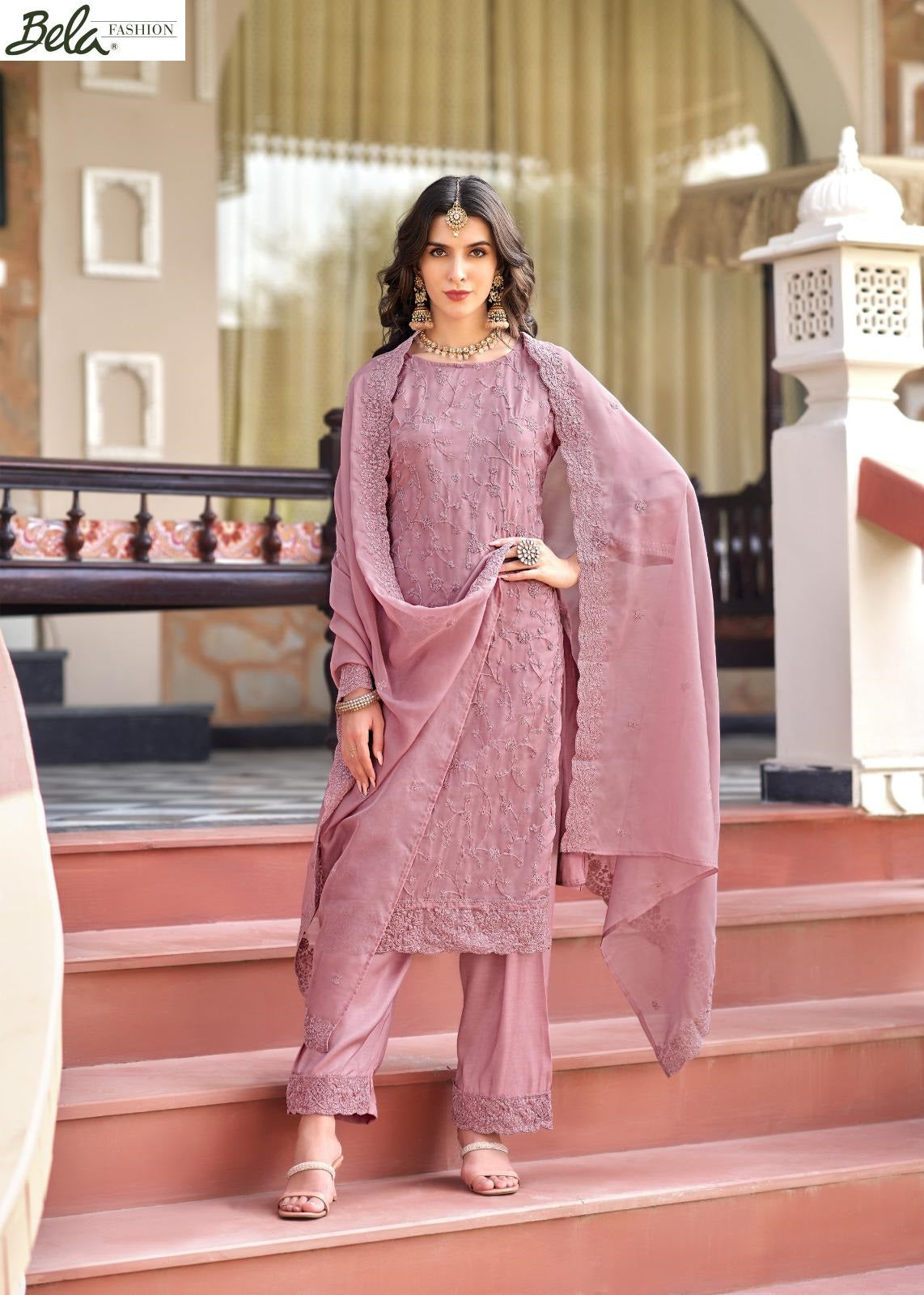 Rumi Bela Fashion Organza Pant Style Suits Exporter Gujarat