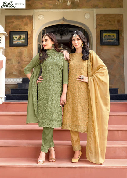 Rumi Bela Fashion Organza Pant Style Suits Exporter Gujarat