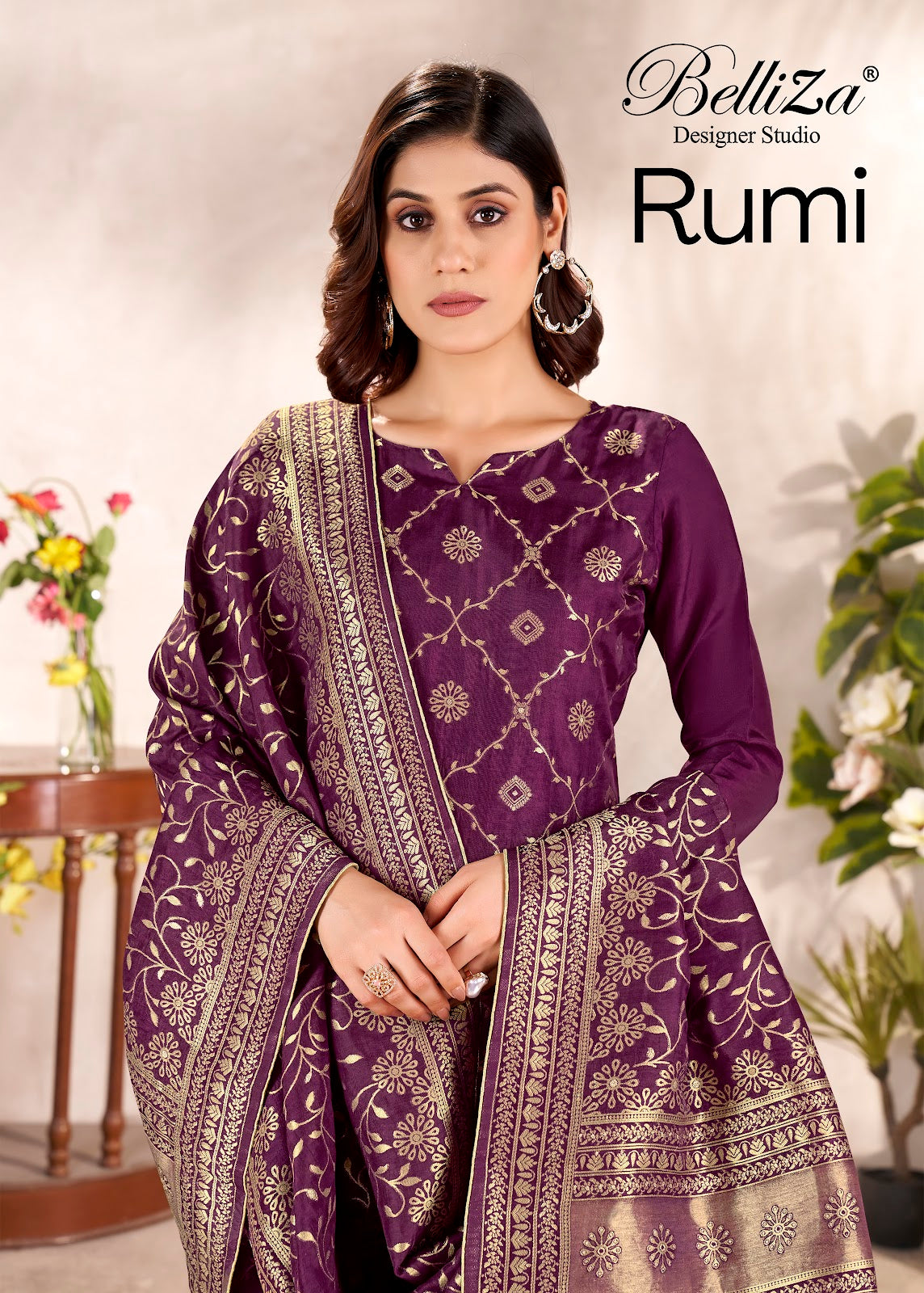 Rumi Belliza Designer Studio Dola Silk Karachi Salwar Suits Exporter Ahmedabad