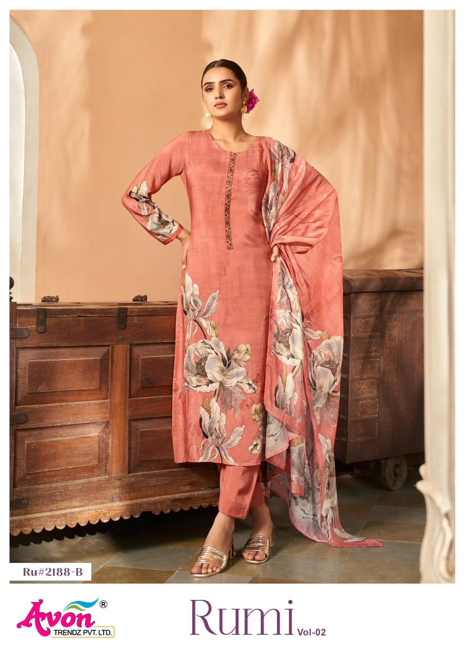 Rumi Vol 2 Avon Trendz Viscose Muslin Pant Style Suits Exporter Ahmedabad