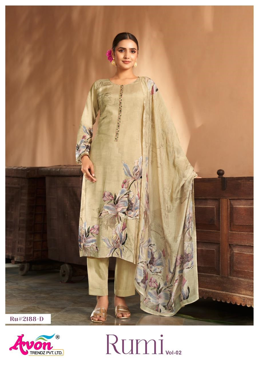Rumi Vol 2 Avon Trendz Viscose Muslin Pant Style Suits Exporter Ahmedabad