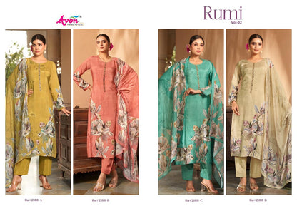 Rumi Vol 2 Avon Trendz Viscose Muslin Pant Style Suits Exporter Ahmedabad